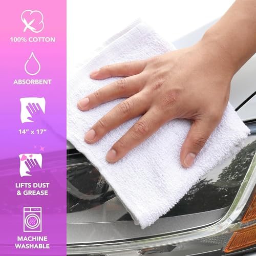 (48-Pack) Cotton Terry Cleaning Towels 14x17 | 100% Cotton