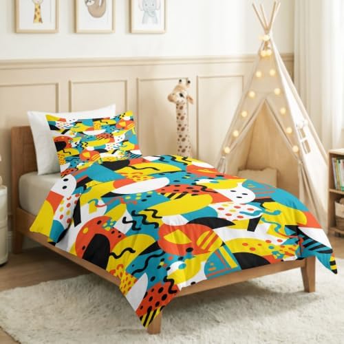 King Duvet Cover Set Soft Microfiber Memphis Geometry