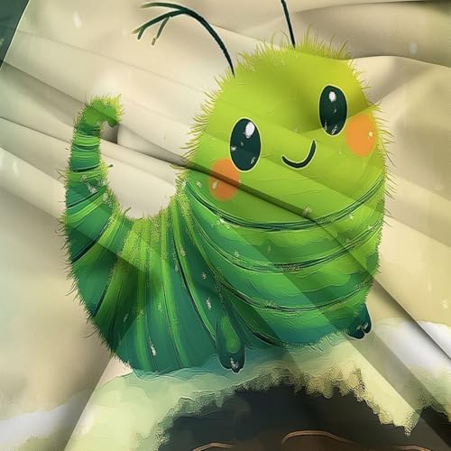 King Duvet Cover Set Cartoon Caterpillar Branch Soft Microfiber