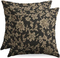 Dark Grey Vintage Floral Pillow Covers 18x18 Set of 2 Flower Botanical