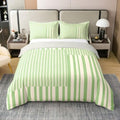 Erosebridal Green Beige Striped King 100% Cotton Duvet Cover All