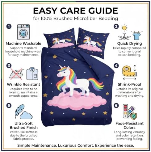 King Duvet Cover Set Soft Microfiber Dream Unicorn