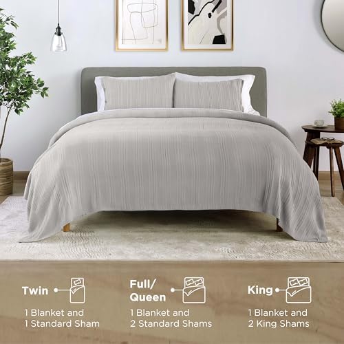 Vellux Malmo 3-Piece Blanket Set – King Size – Striped Knit