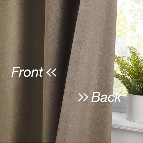 KangBang Brown Blackout Linen Curtains 108 Inches Long 9FT 2 Panels