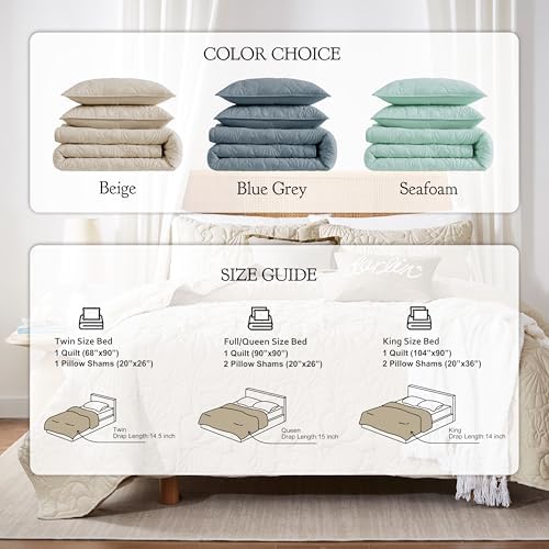 WDCOZY Coastal Beach Beige Twin Size Quilt Bedding Sets, Nautical