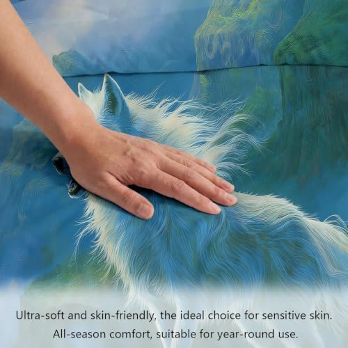 California King Duvet Cover Set Art Animals Wolves Soft Microfiber
