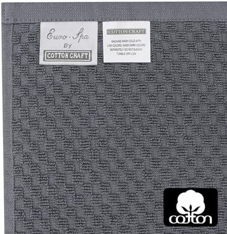 COTTON CRAFT Euro Spa Waffle Wash Cloth - Set of 12 Grey Washcloth