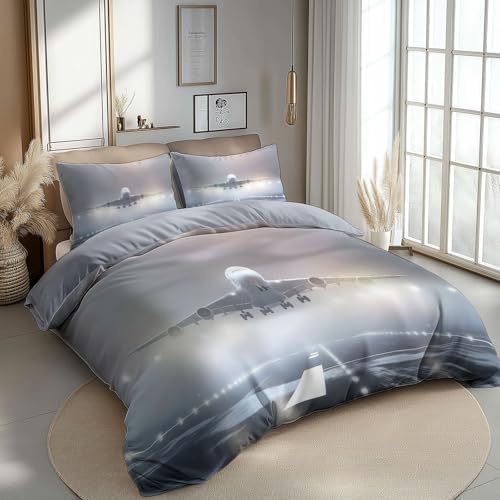 3 Piece Duvet Cover Set, King Printed Duvet Cover, Neutral Gray