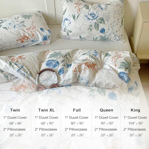 EAVD Queen Cotton Duvet Cover Chich Shabby Garden Floral Duvet Cover