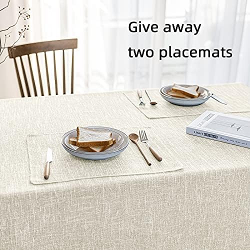 Waterproof Cotton Linen Tablecloths Round Dining Table Cloth, Wipe