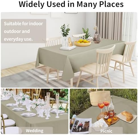 Easy-Going Waterproof Faux Linen Tablecloth, Rectangle, 52x70in, Linen