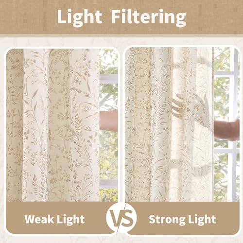 BGment Beige Linen Curtains for Living Room 63 Inch Length 2 Panels