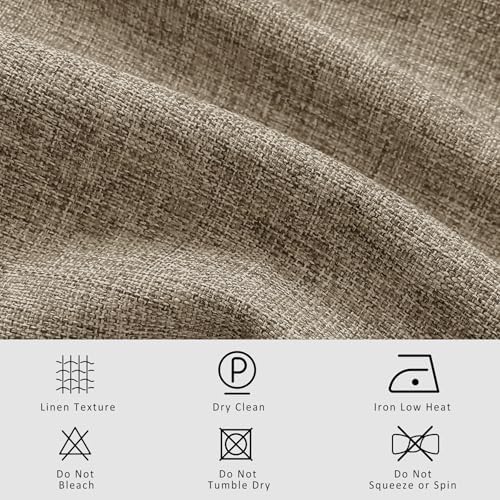 Macochico 100% Blackout Linen Grommet Curtains 96 Inches Long, Soft
