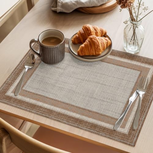 Concentric Frames Placemats Set of 12, 13''x19'' Washable Rectangular