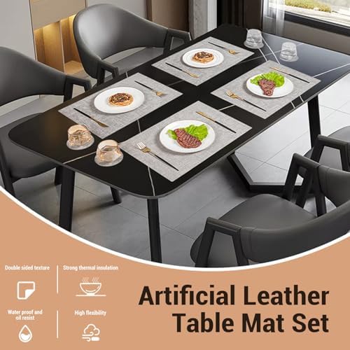 Artificial Leather Placemats, Set of 6 (Beige)