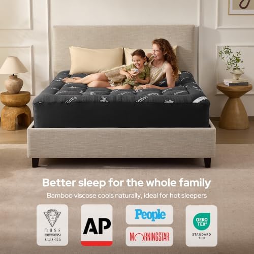 BEDLORE Queen Mattress Topper, Thick Soft Pillow Top Bed Topper