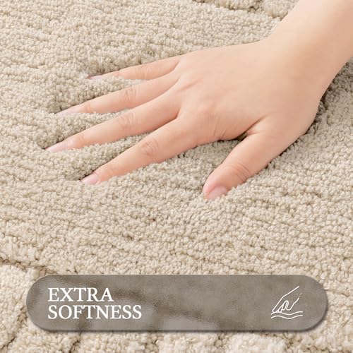 Pauwer Bathroom Rugs Sets 3 Piece, Microfiber Bath Mat Set, Light
