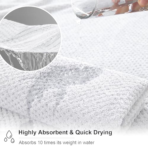 2 Pcs White Hand Towel Set 16"x31" Soft Highly Absorbent Quick Dry