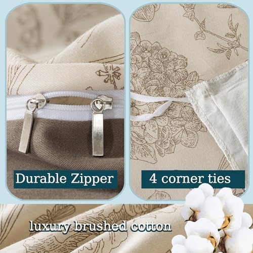 Zusbest Floral Duvet Cover Queen 100% Percale Cotton, Brushed for