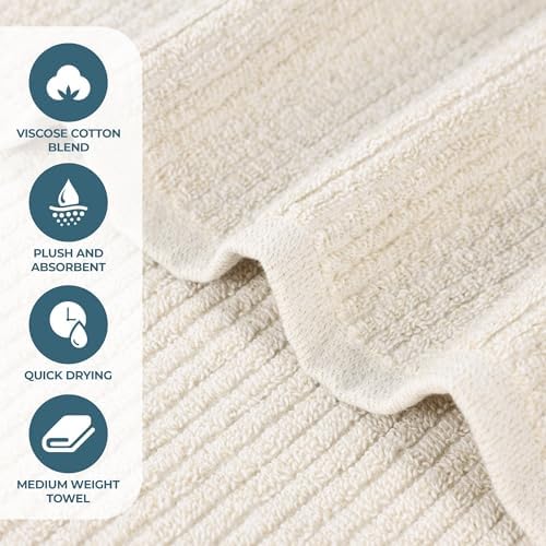 SUPERIOR Destin Viscose Cotton Blend Medium Weight Towels, for