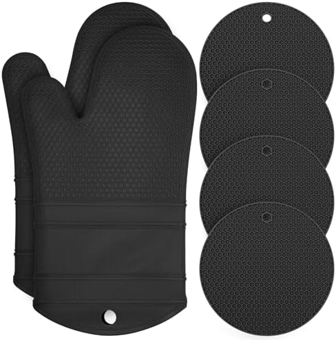 6 Pack Oven Mitts and Pot Holders Sets,Silicone Oven Mitts &Hot
