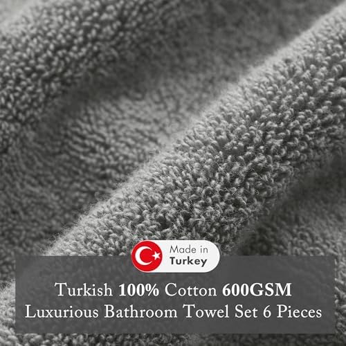 Madison Park 100% Turkish Cotton 600 GSM Bath Towel Set, 6 Piece