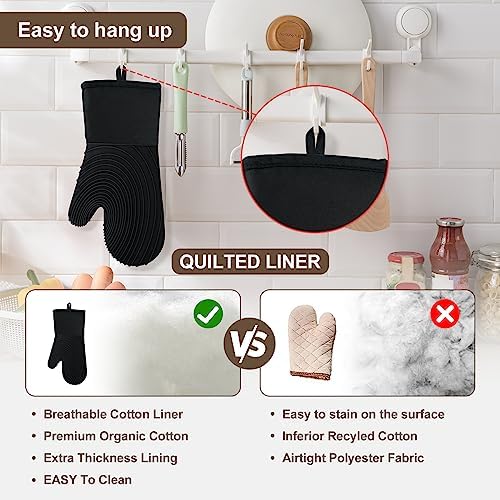 Silicone Oven Mitts-13.6 in Extended Oven Mitts Heat Resistant 500F