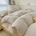 mixinni Tan Striped Duvet Cover Full Size - 100% Washed Cotton Beige