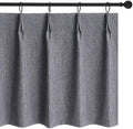 WdFour Pinch Pleated Curtains, Full Blackout Linen Look Window