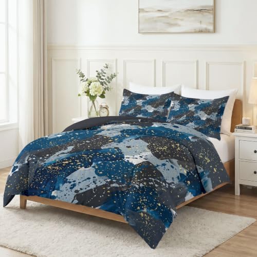 King Duvet Cover Set Soft Microfiber Abstract Ink Splash