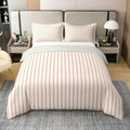 Feelyou Beige Grey Stripes Duvet Cover 100% Cotton King Size Striped