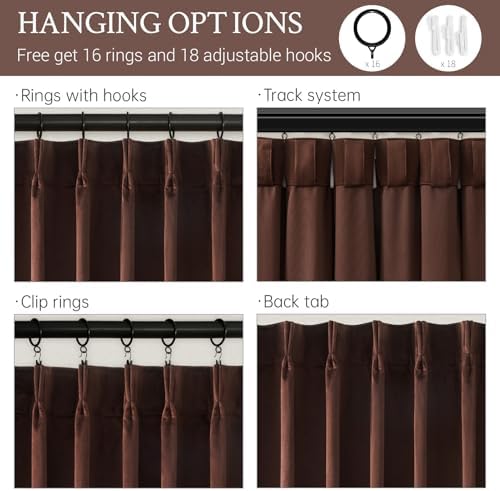 Dark Brown Velvet Blackout Curatins 84 Inches 2 Panels Heavy Thick