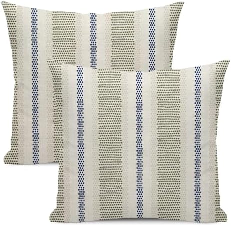 Boho Pillow Covers 22x22 Set of 2 Sage Green Blue Abstract Polka Dot