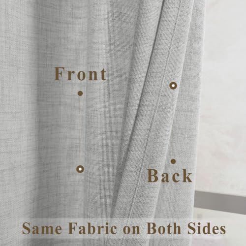 Frelement Semi Sheer Linen Curtains Pinch Pleat Top 84" Wx108L 1 Panel