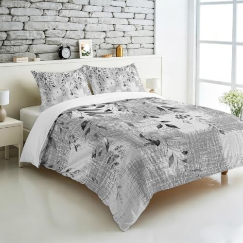 3 Pieces Bedding Set King Size, Rustic Botanical Soft Duvet Covers Set