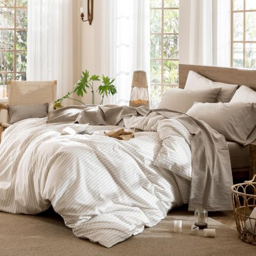 MOOMEE Fitted Sheet Only Washed Cotton Linen-Like Extra Deep Pocket