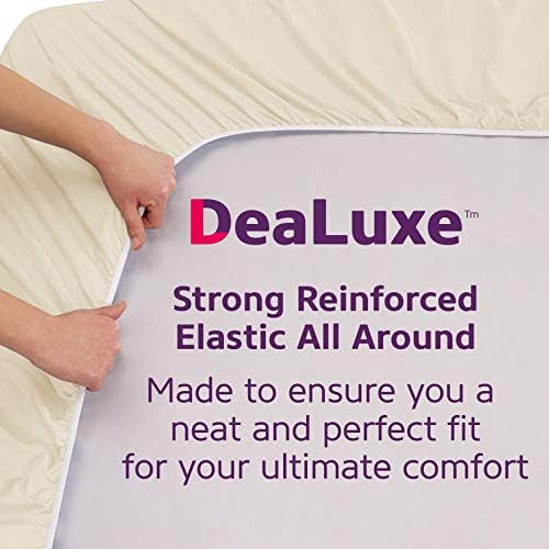 Real 16 Inch Deep Pocket Queen Size Soft Cream Beige Fitted Bed Sheets