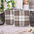 Pyonic Brown Plaid Outdoor Pillow Covers 18X18 Inch Waterproof Fall