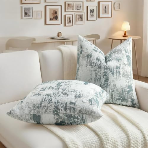 HAUSSY Pack of 2 Faux Cashmere Throw Pillow Covers 22x22 Inch, Teal