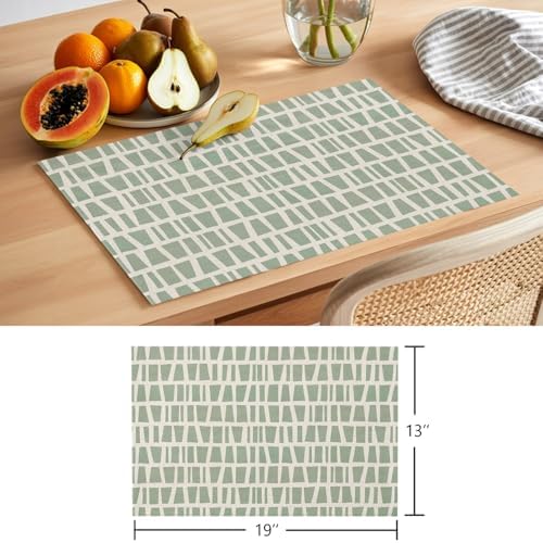 Round Placemats Set of 8 Neutral Linear Grid Place Mats Minimalist