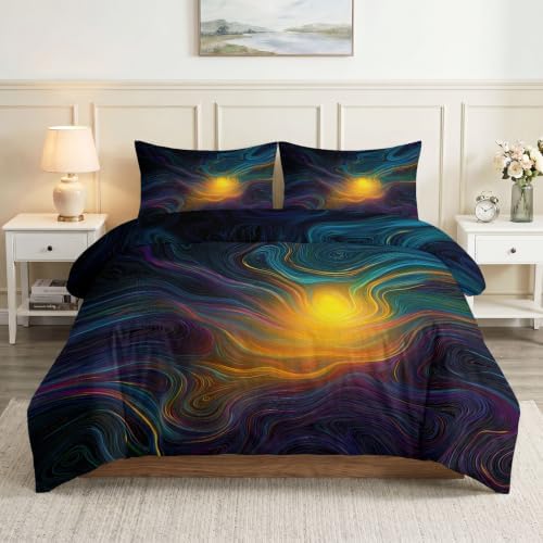 King Duvet Cover Set Technological Light and Shadow Lines Textures