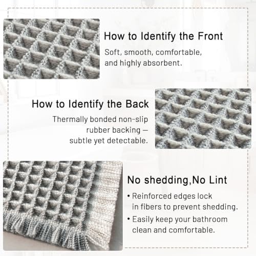 Waffle Bath Mat, 2x6 ft Super Absorbent Bathroom Rug Non Slip Bathroom