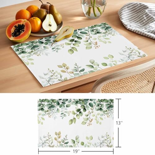 Placemats Set of 8, Eucalyptus Woven Placemat, Linen Place Mats for