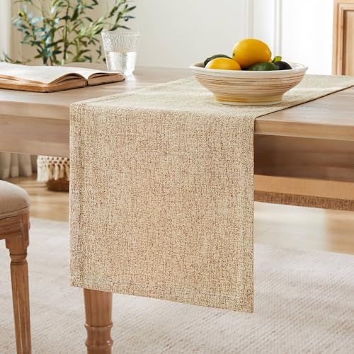ZeeMart Burlap Style Farmhouse Table Runner, 14x36 Inches Warm
