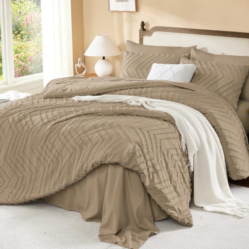 Litanika Taupe California King Comforter with Sheets, 7 Pieces Boho