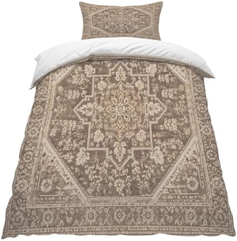 Beige Grey Boho Duvet Cover Queen Size, Quilt Cover 90"x90" with