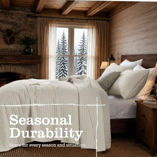 DOWN HOME King Quilt Bedding Set with Shams, Vintage Washed Soft