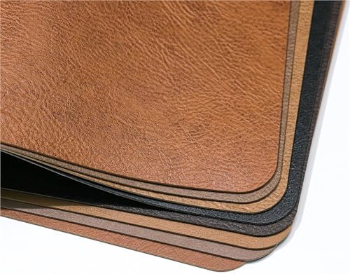 Faux Leather Placemats Set of 6, Double-Sided Two-Color Place Mats