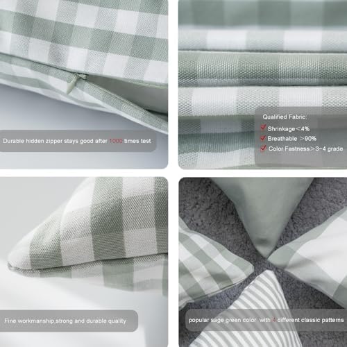 HOPLEE Farmhouse Sage Green Fall Pillow Covers 22x22 Cushion Cover