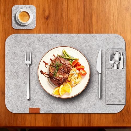 Multipurpose Felt Placemat Bundle 6PCs Stainproof Thermal Insulation